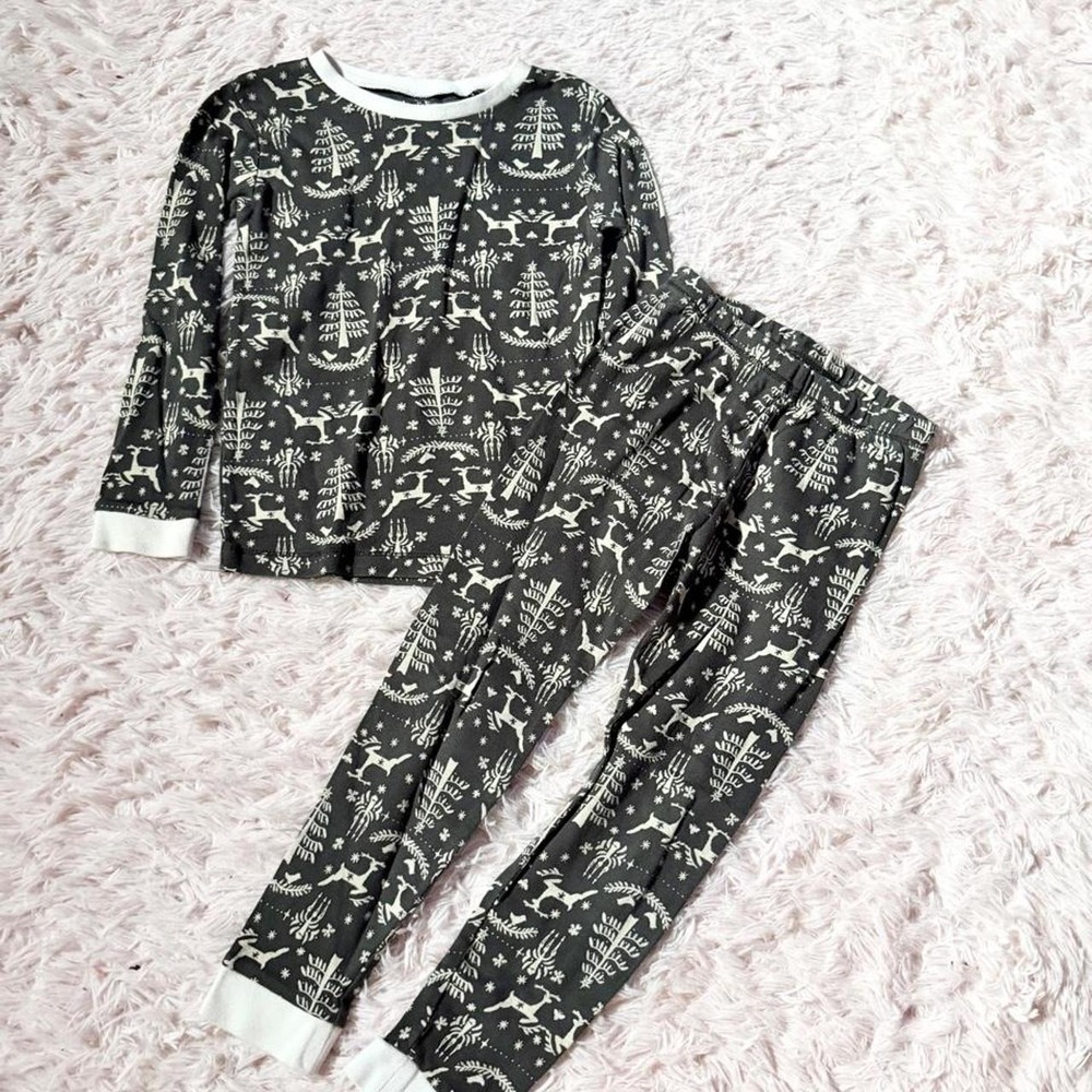 Burts Bees Faire Isle Scandinavian Holiday Festive Winter PJ Set Kids 5T Retro